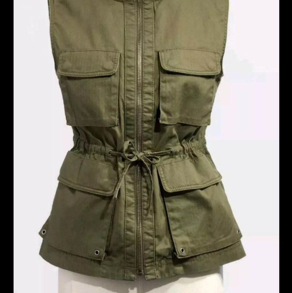 J. Crew olive utility military cargo army vest xxs